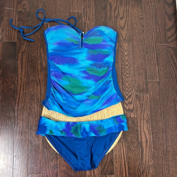 La Blanca By Rod Beattic Occean Print Tankini Bikini Set Size 8 - Picture 5 of 12